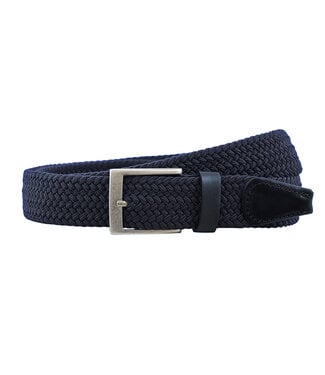Houtkamp Elastische Riem met echt Leer - Blauw
