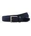 Houtkamp Elastische Riem Blauw – Gevlochten Stretch Broekriem met echt Leer – Riem zonder Gaatjes – Dames & Heren