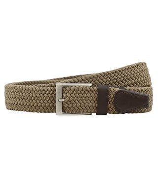 Houtkamp Elastische Riem met echt Leer - Taupe