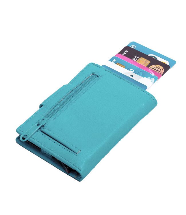 Figuretta Cardprotector Leren Portemonnee met RFID Bescherming Lichtblauw