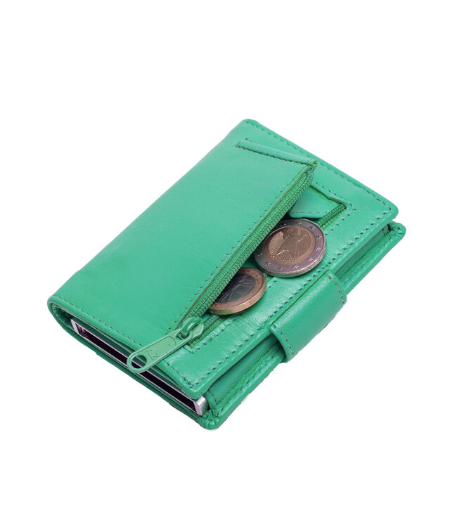 Figuretta Cardprotector Leren Portemonnee met RFID Bescherming Zeegroen