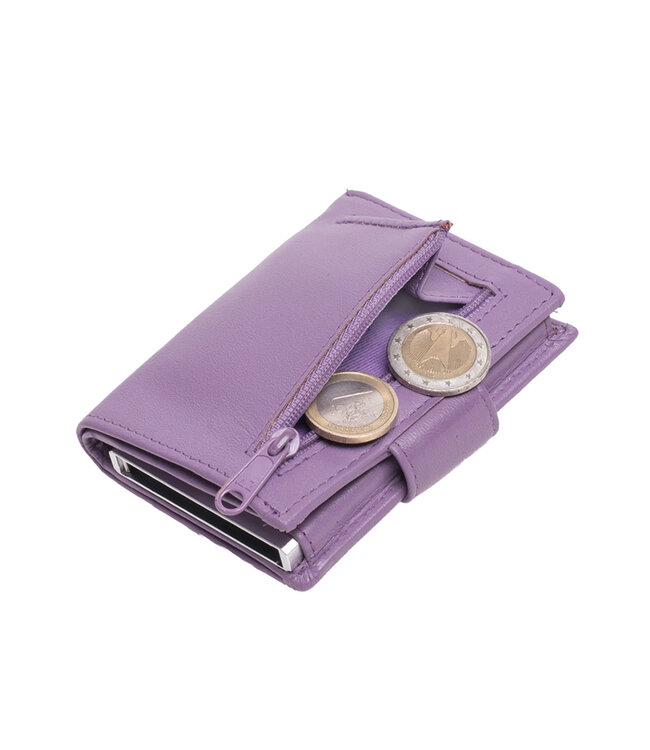 Figuretta Cardprotector Leren Portemonnee met RFID Bescherming Paars