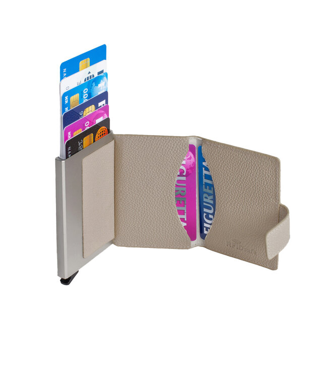 Figuretta Leren Cardprotector RFID Compact Creditcardhouder - Dames en Heren - Beige