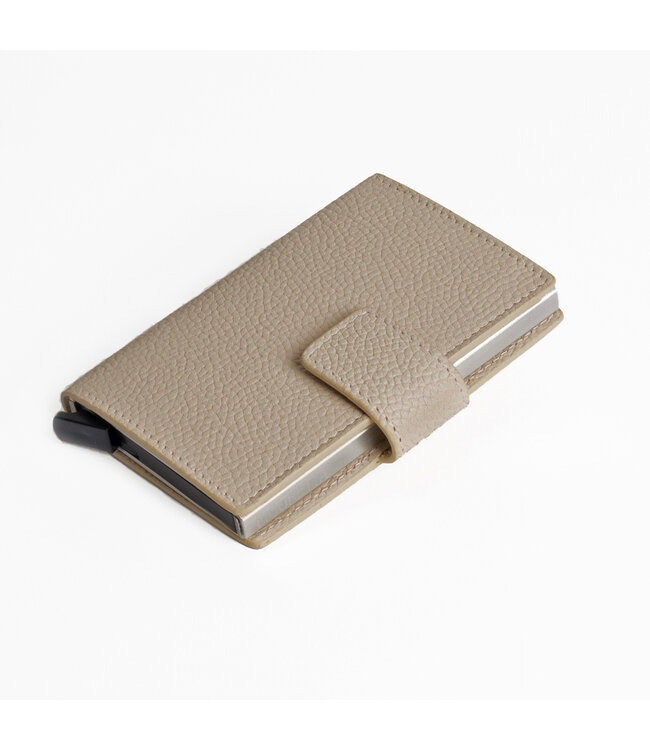 Figuretta Leren Cardprotector RFID Compact Creditcardhouder - Dames en Heren - Beige