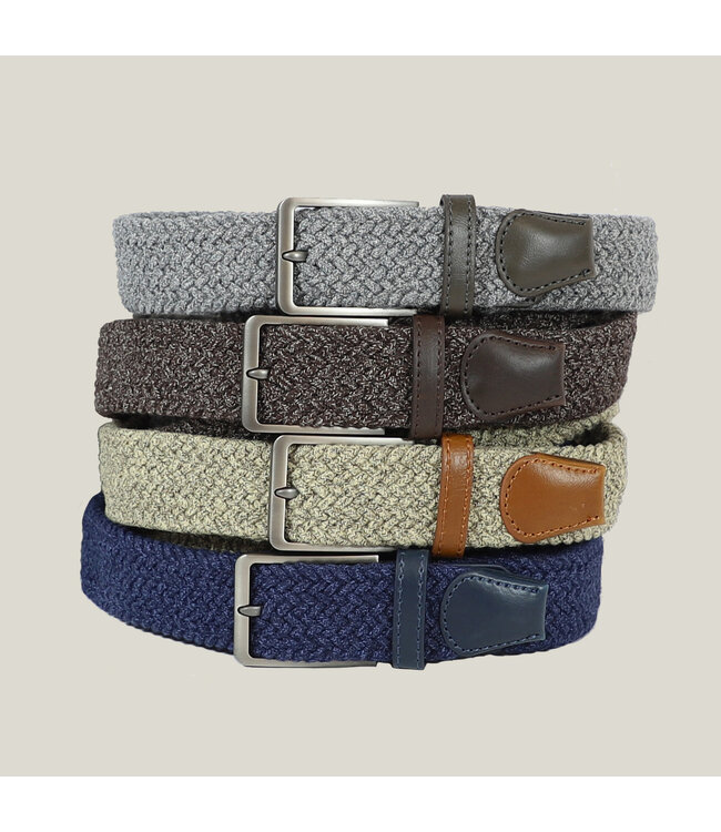 Landley Elastische Riem Gemêleerd – Unisex Luxe Gevlochten Stretch Riem zonder Gaatjes – Dames / Heren - Grijs