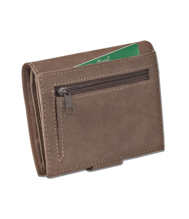 Woodland Leren Billfold Portemonnee voor Dames en Heren - Staand model - met Sluitclip - Bruin