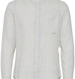 Casual Friday 20504976 Anton L/S Striped Linen Mix Mao Shirt China Blue