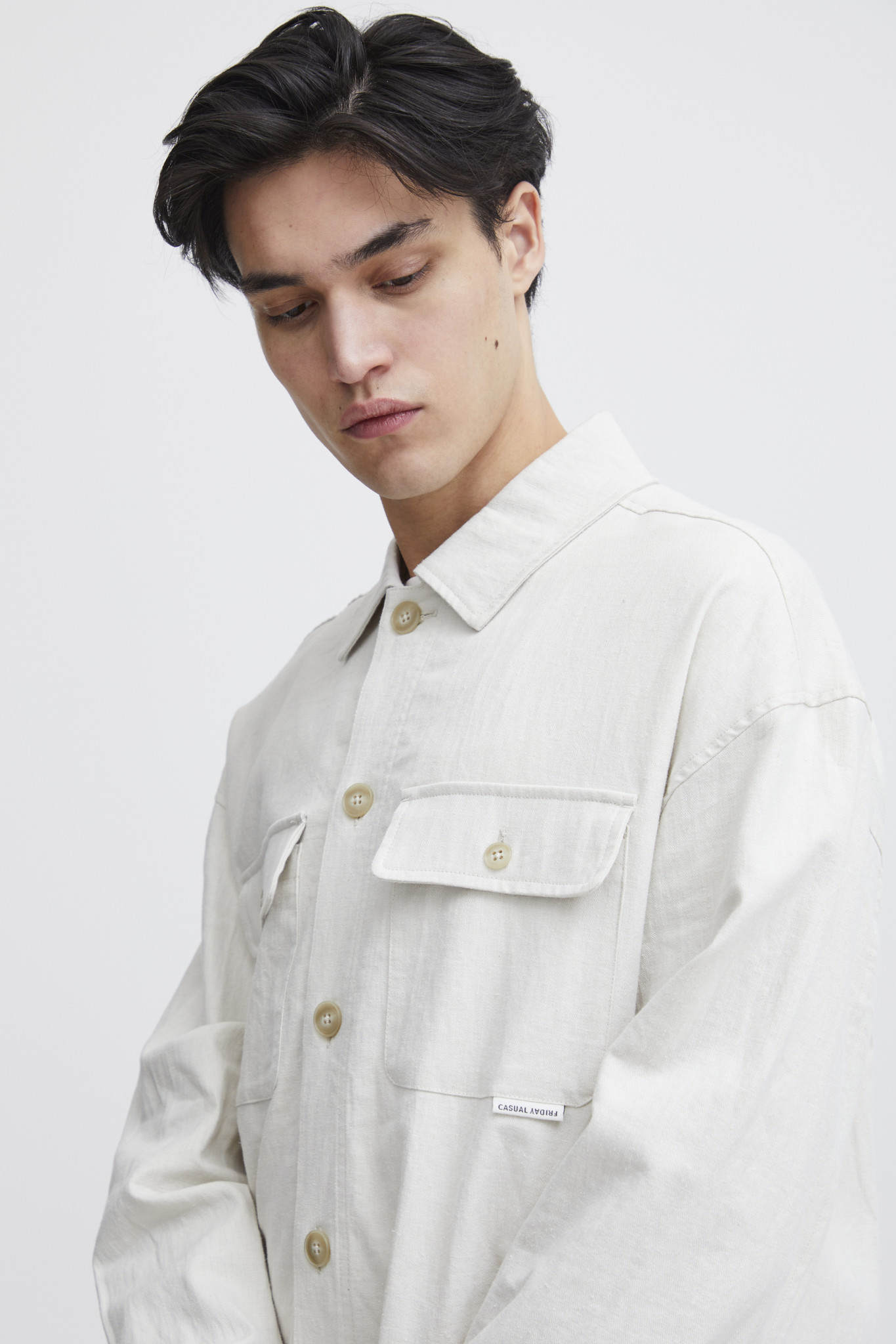 Casual Friday Casual Friday 20505000 August Linen Overshirt Light Sand
