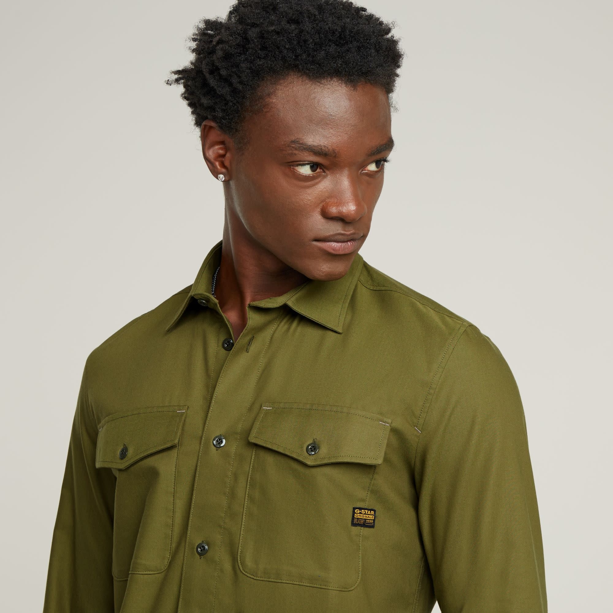 G-Star Marine Slim State Oxford Shirt Shadow Olive / Ensis Green