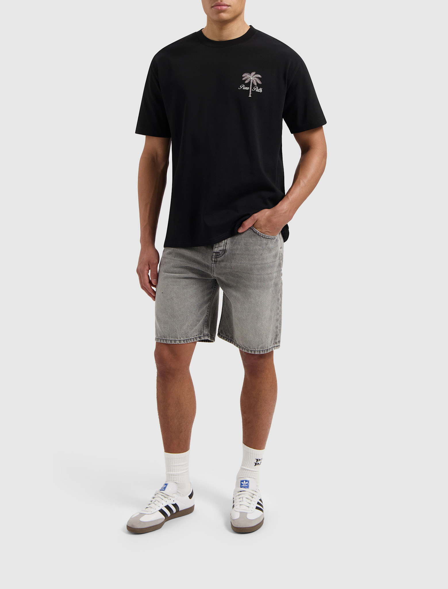 Pure Path The Owen W1483 Denim Short Mid Grey