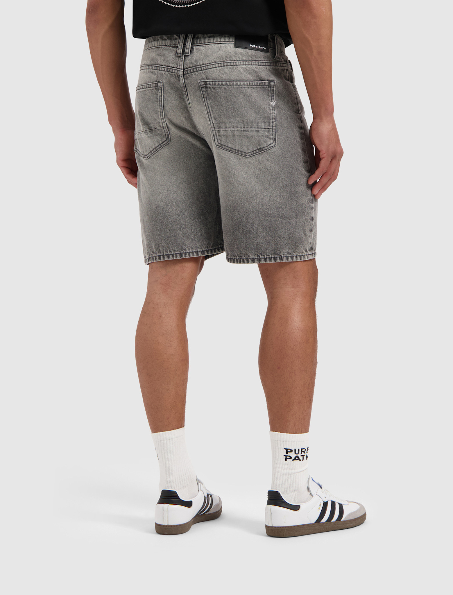 Pure Path The Owen W1483 Denim Short Mid Grey
