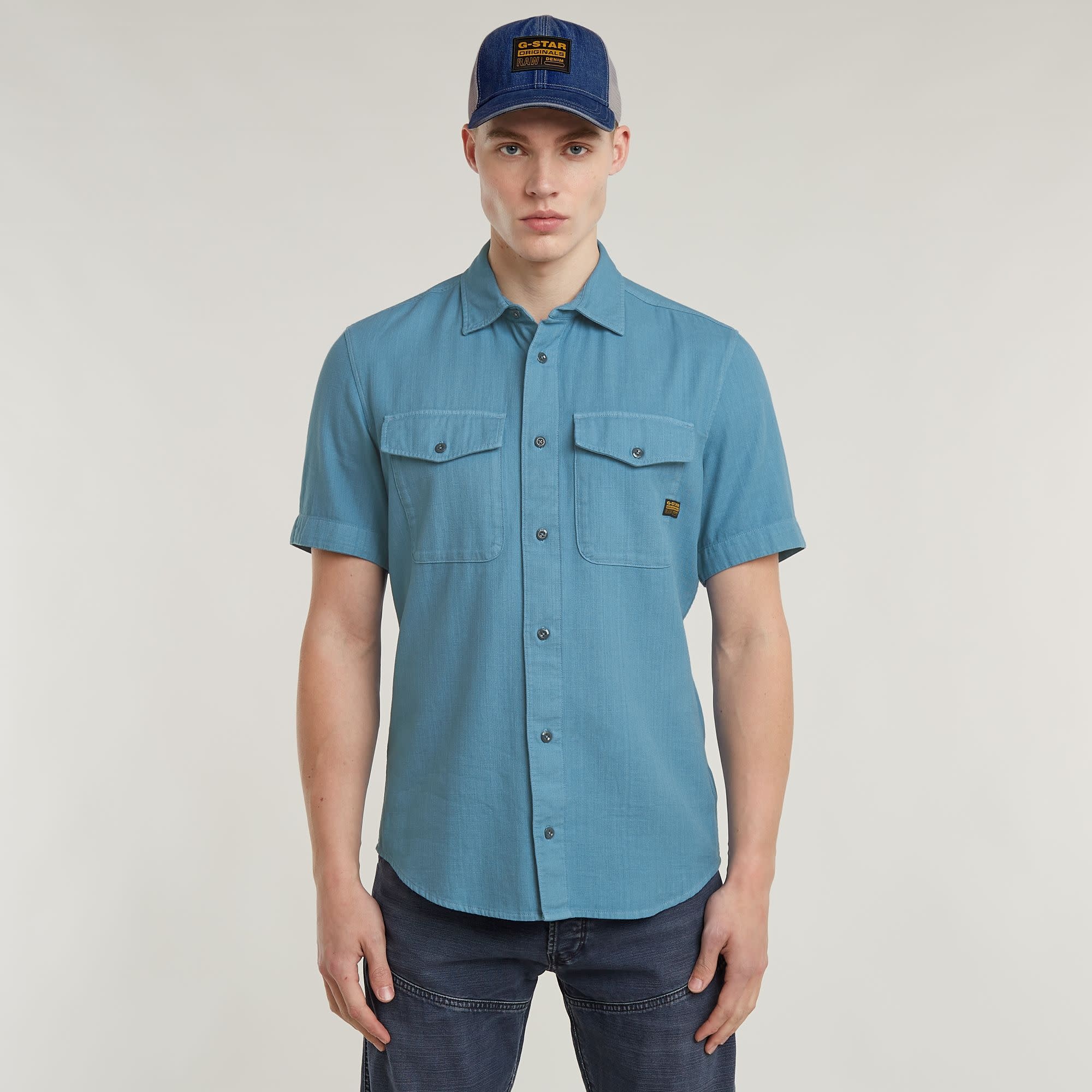 G-Star Marine Slim Shirt S/S Niagara Blue GD