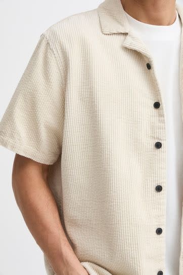 Solid 21108613 Oban Corduroy Shirt S/S Oatmeal