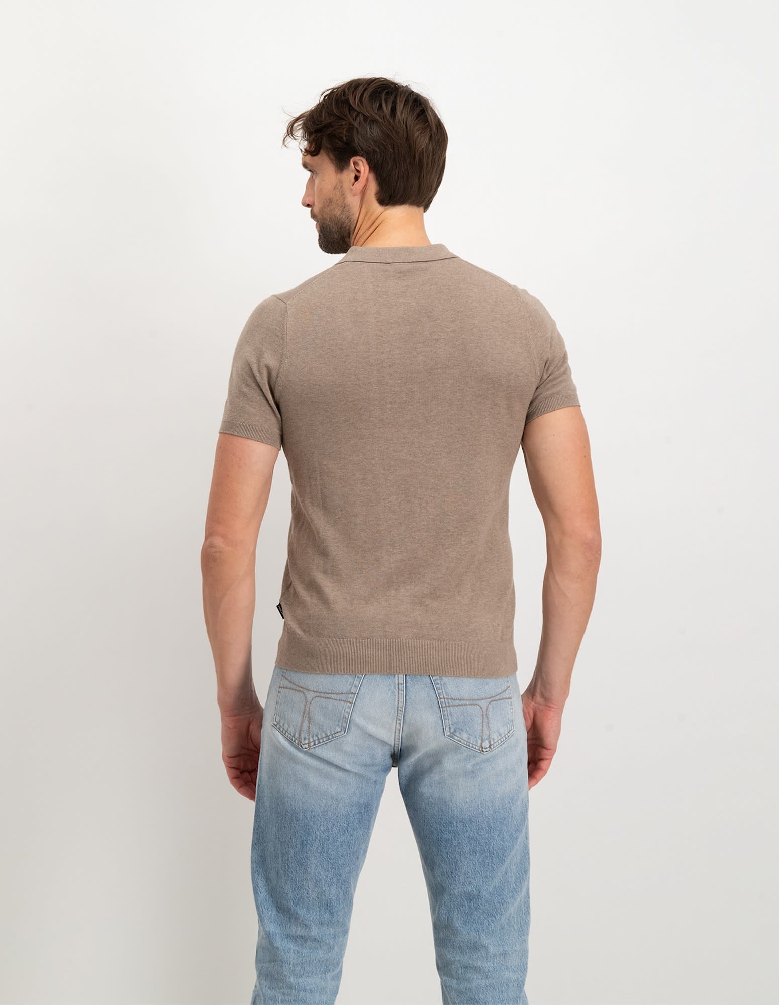Saint Steve Chris Knitted Polo Taupe Melange
