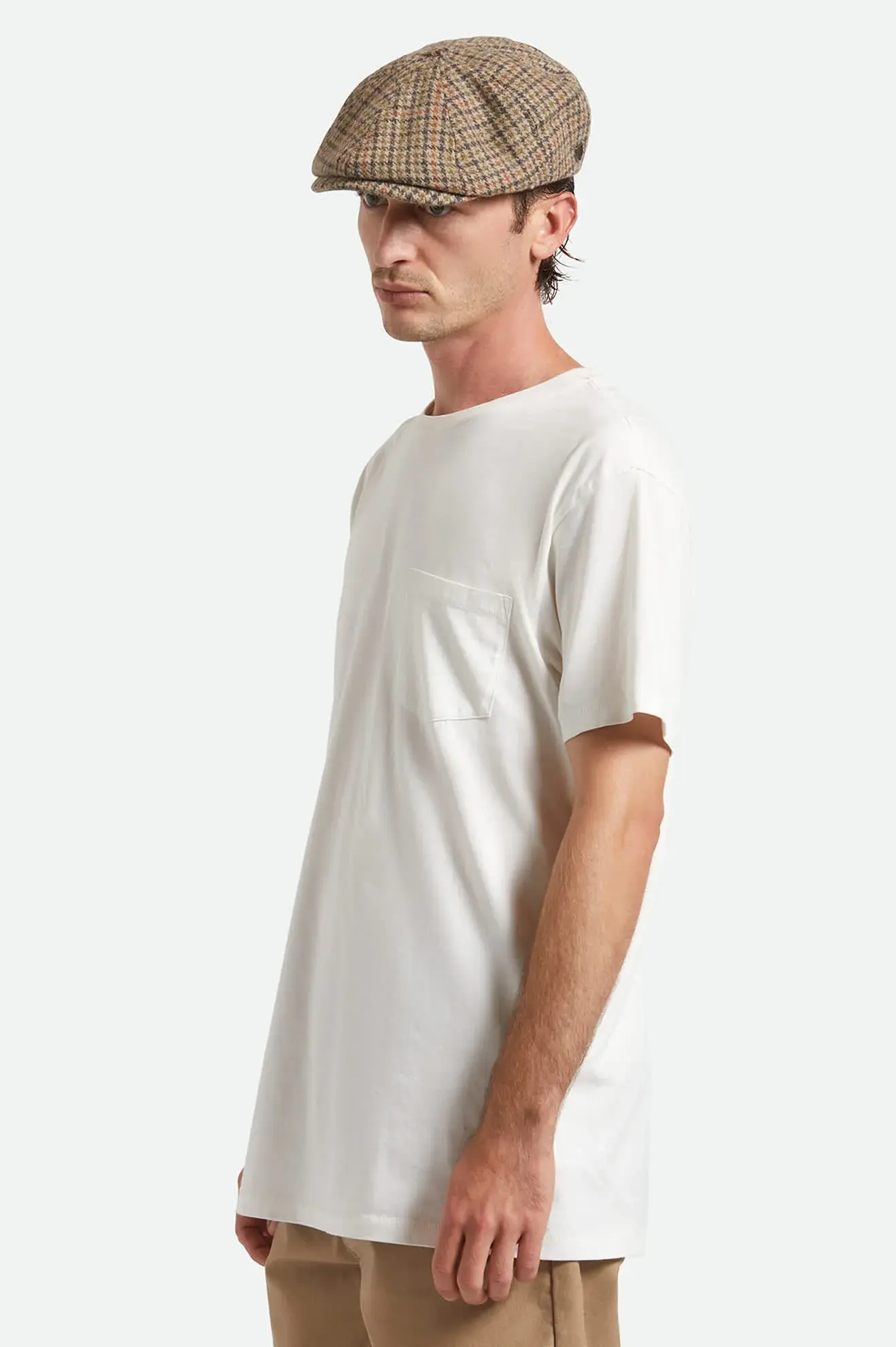 Brixton Brood Snap Cap Oatmeal / Charcoal Houndstooth