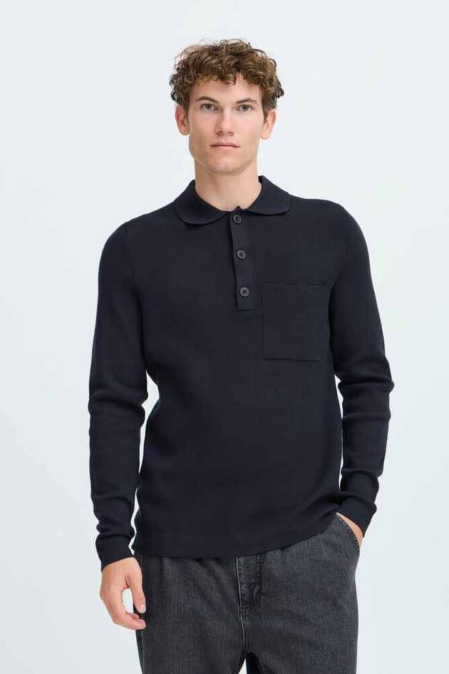 Casual Friday 20505596 Ingmar 0224 Knitted Polo Dark Navy Melange
