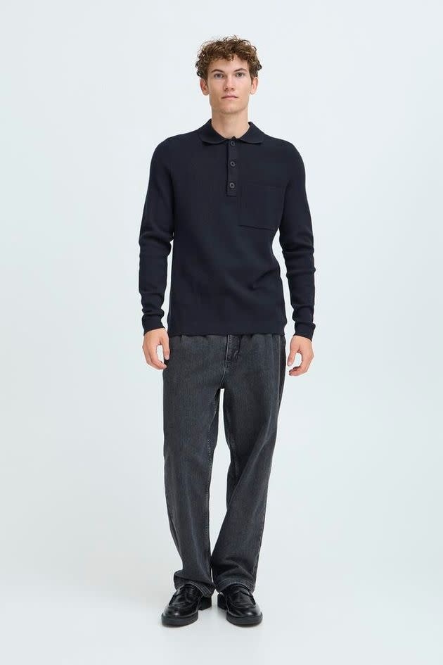 Casual Friday 20505596 Ingmar 0224 Knitted Polo Dark Navy Melange