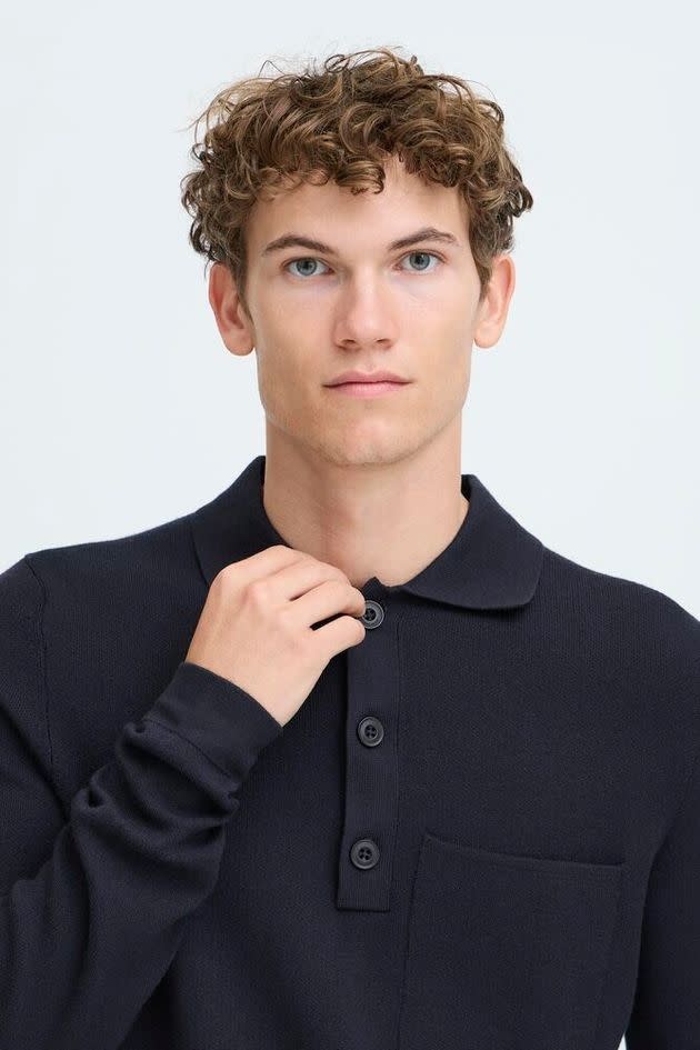 Casual Friday 20505596 Ingmar 0224 Knitted Polo Dark Navy Melange