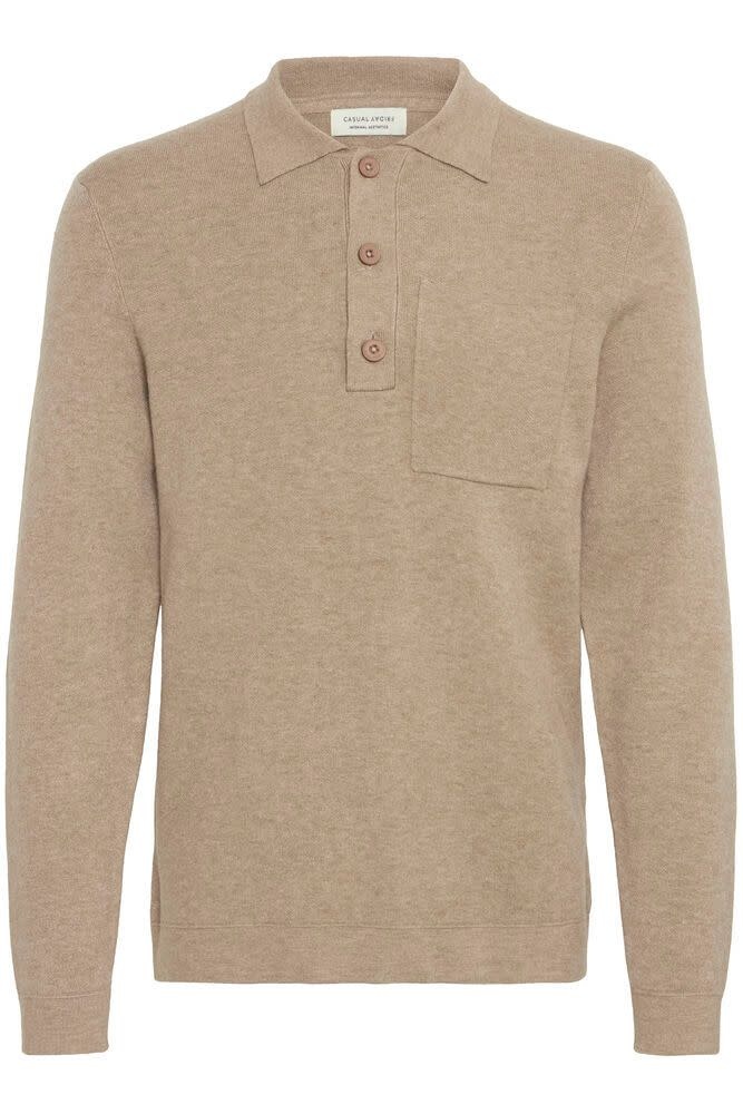 Casual Friday 20505596 Ingmar 0224 Knitted Polo Roasted Cashew Melange
