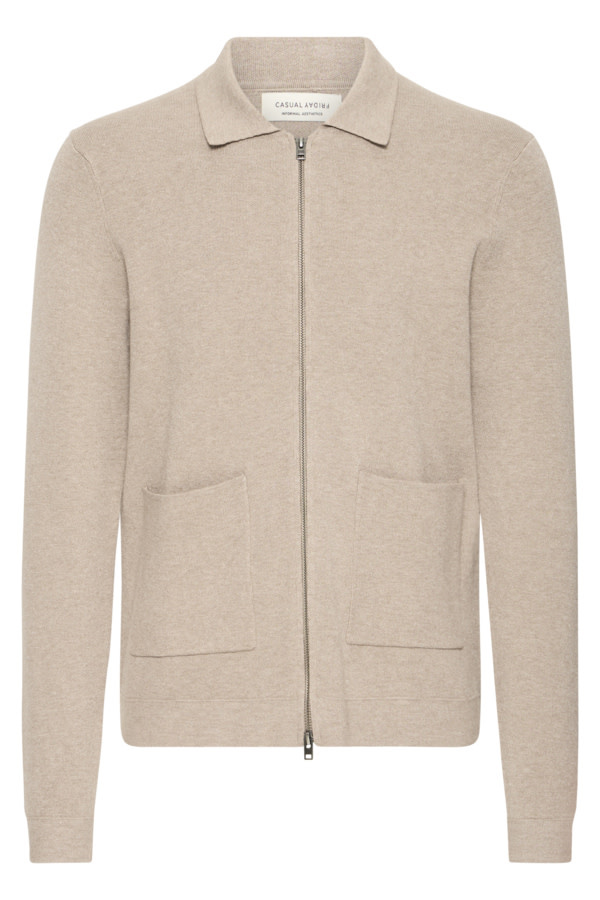 Casual Friday 20505595 Claes Knitted Zipper 1711051 Roasted Cashew Melange