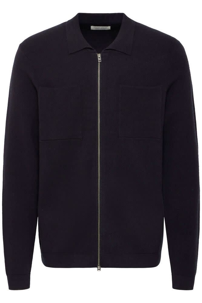 Casual Friday 20505595 Claes Knitted Zipper 194011 Dark Navy Melange