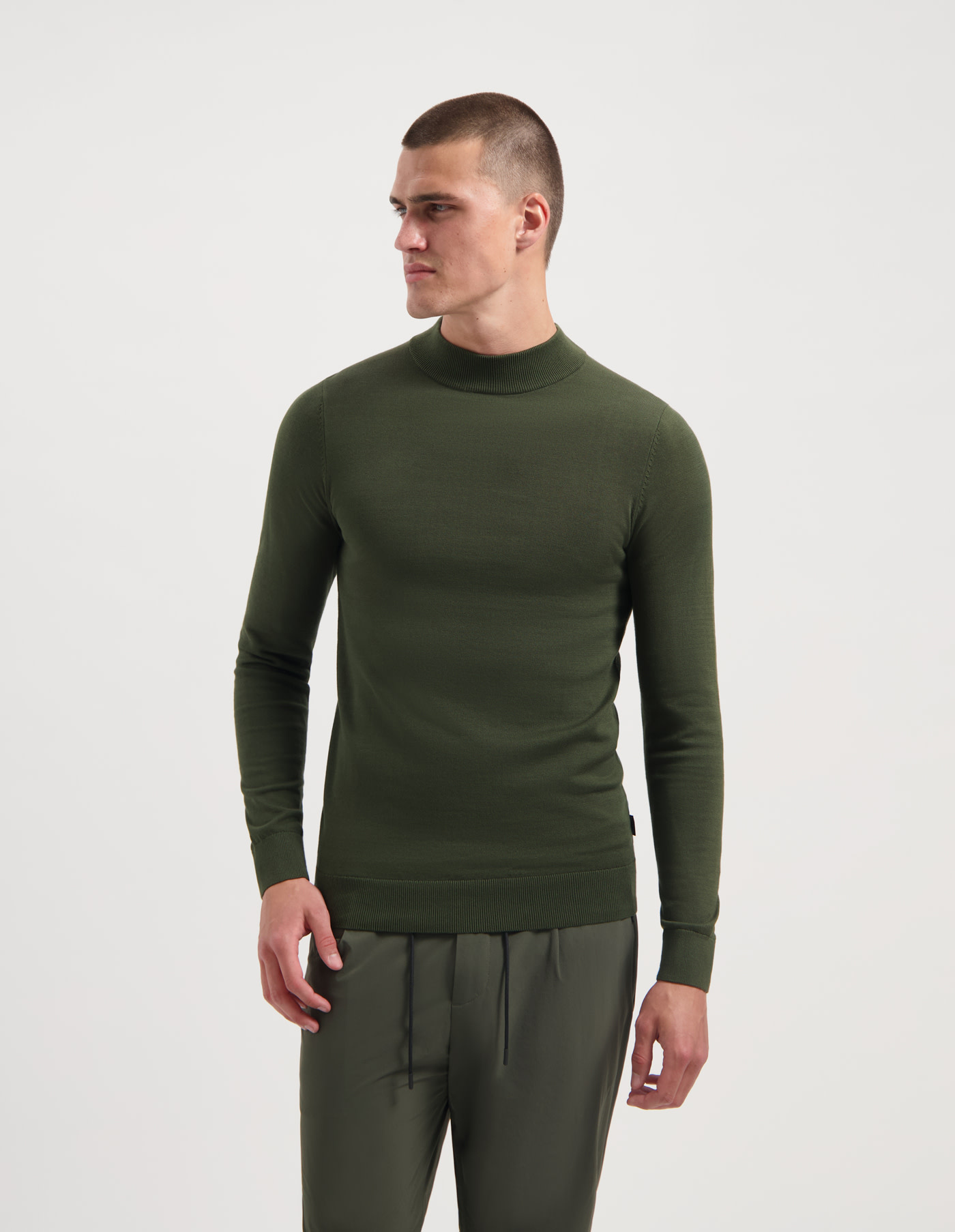 Saint Steve Ben Knit Mockneck Deep Forrest Green