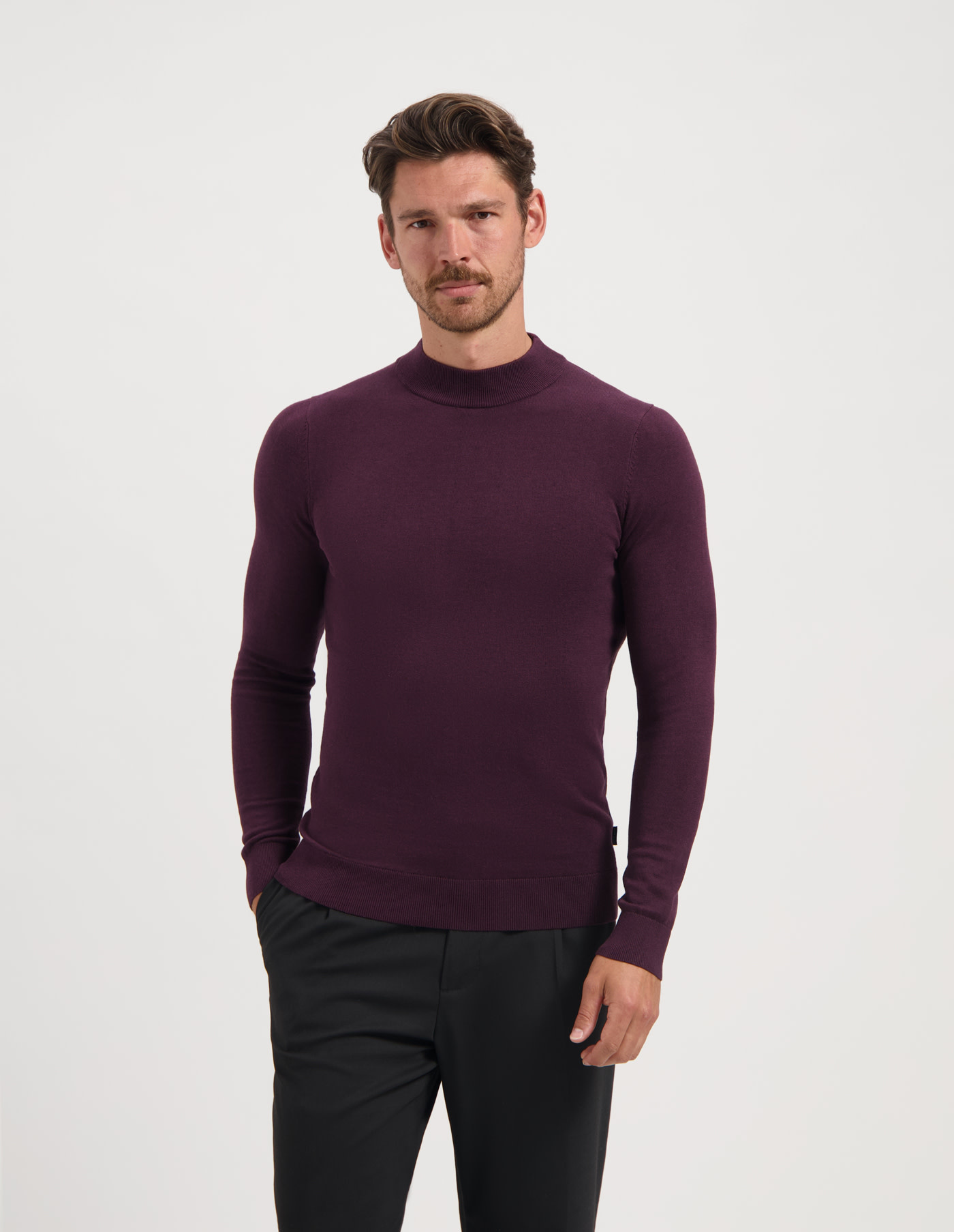 Saint Steve Ben Knit Mockneck Plum Melange