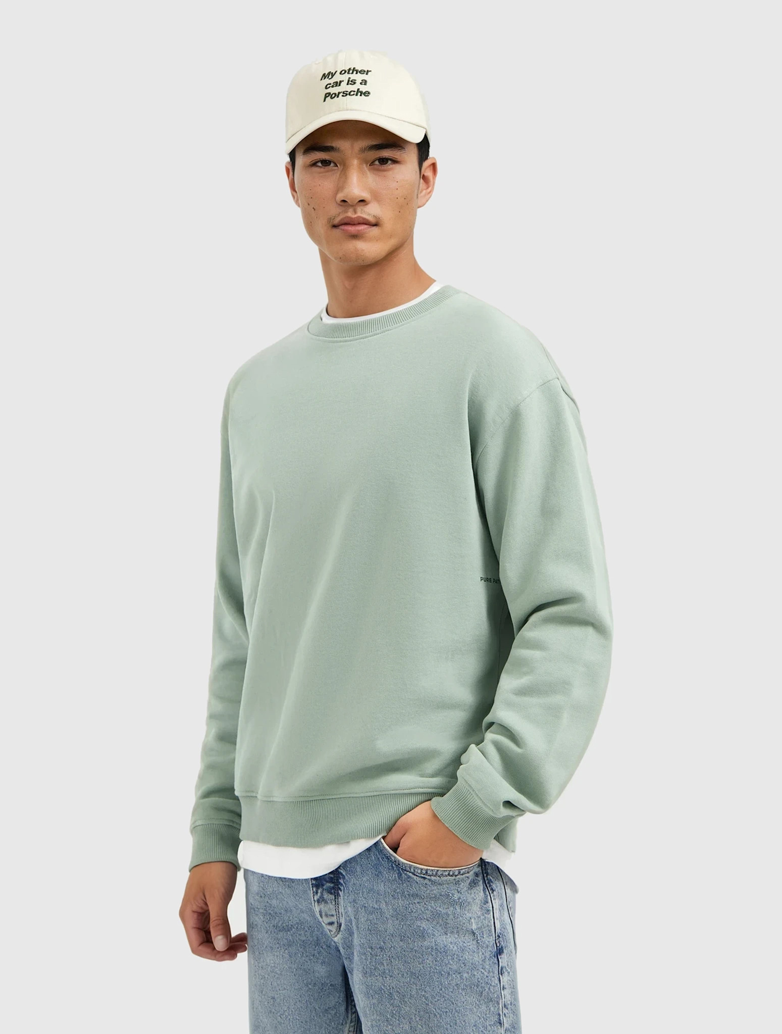 Pure Path 25030309 My Other Car Sweater Light Army Green