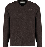 Pure Path 25030819 Melange V-Neck Knit Dark Brown