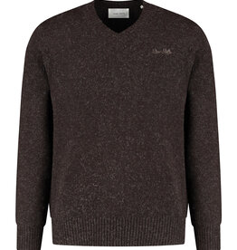 Pure Path 25030819 Melange V-Neck Knit Dark Brown