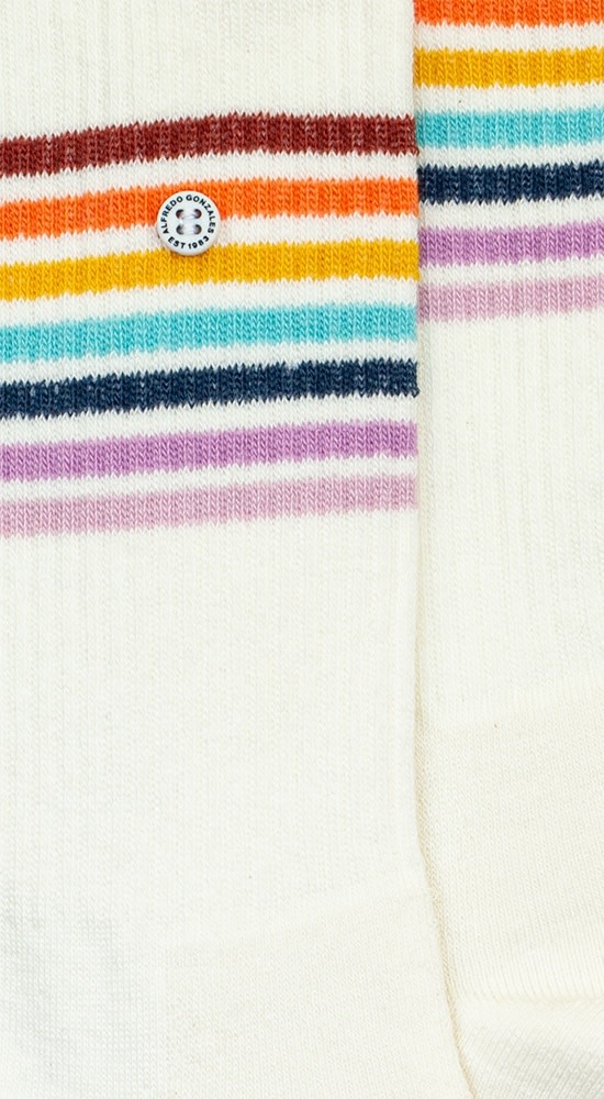 Alfredo Gonzalez Athletic Rainbow Stripes Socks Offwhite