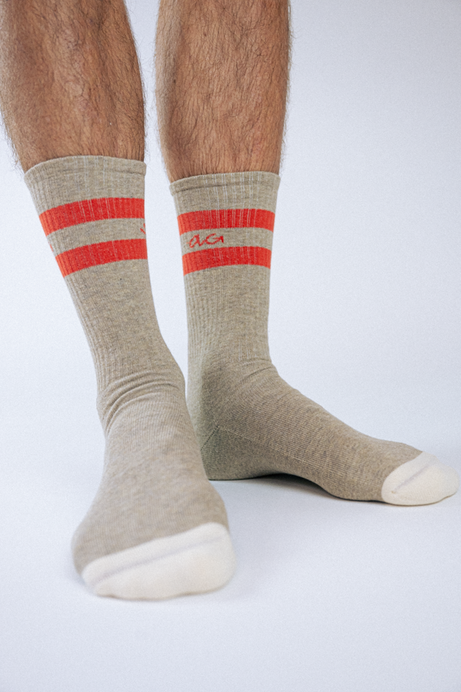 Alfredo Gonzalez Athletic Smiley Stripes Socks Grey