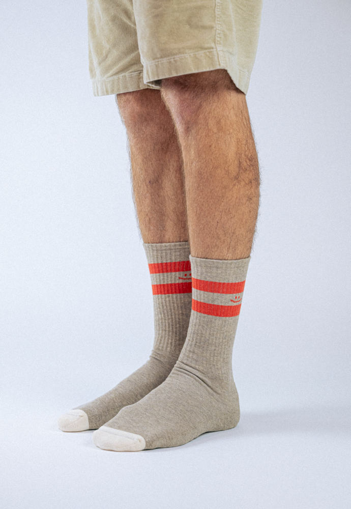 Alfredo Gonzalez Athletic Smiley Stripes Socks Grey