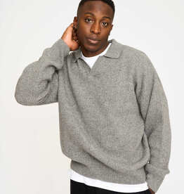 Resterods Kane Polo Knit Light Grey Melange