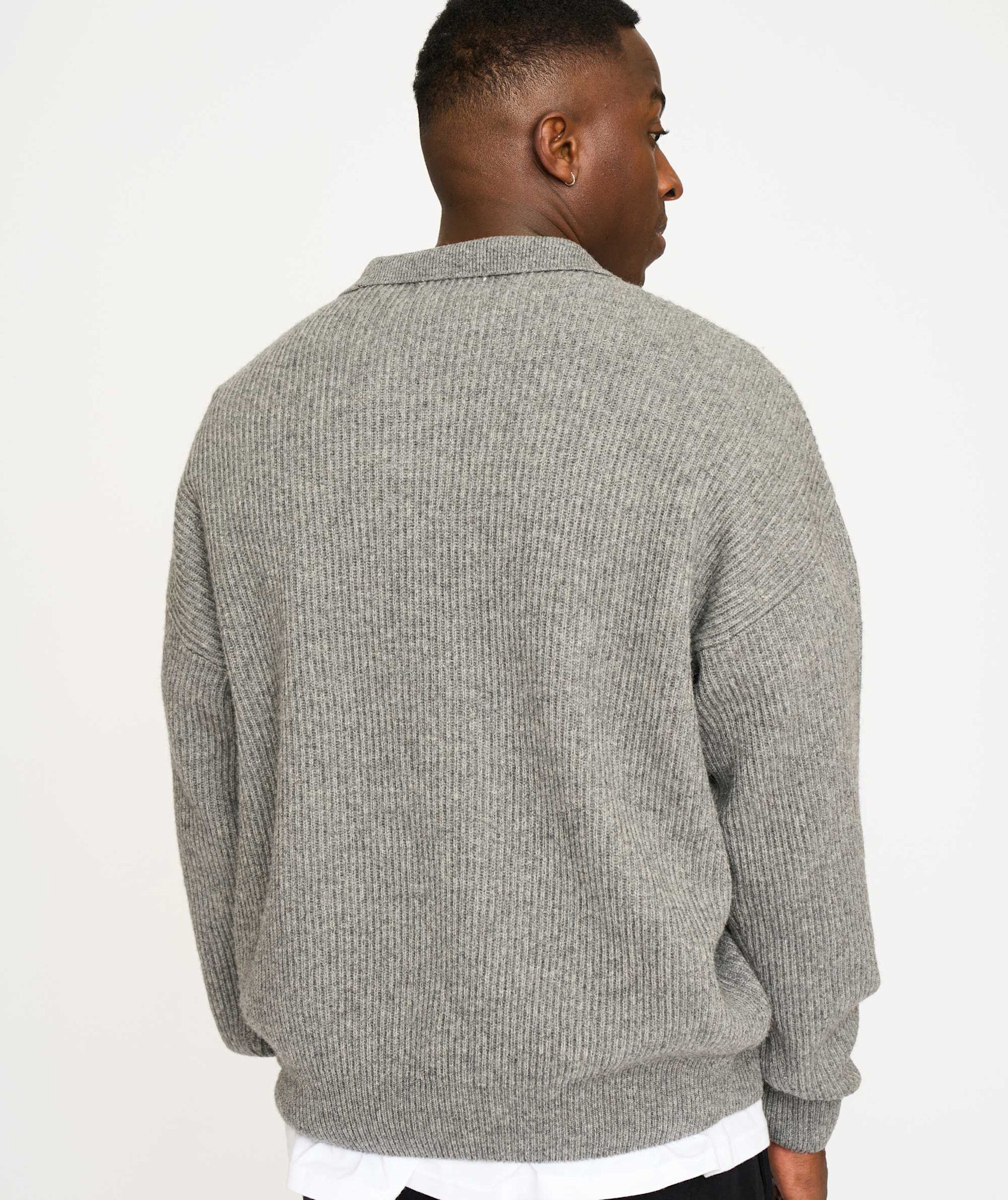 Resterods Kane Polo Knit Light Grey Melange