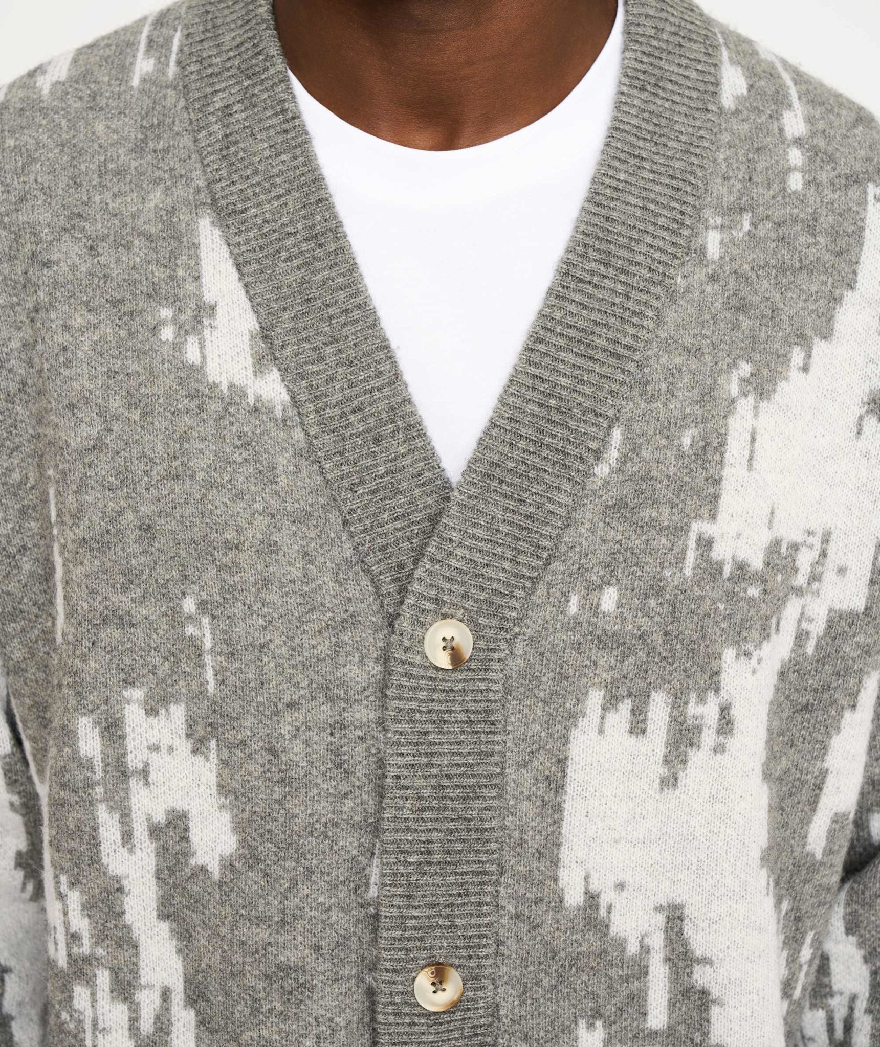 Resterods Jack Cardigan Knit Light Grey Melange