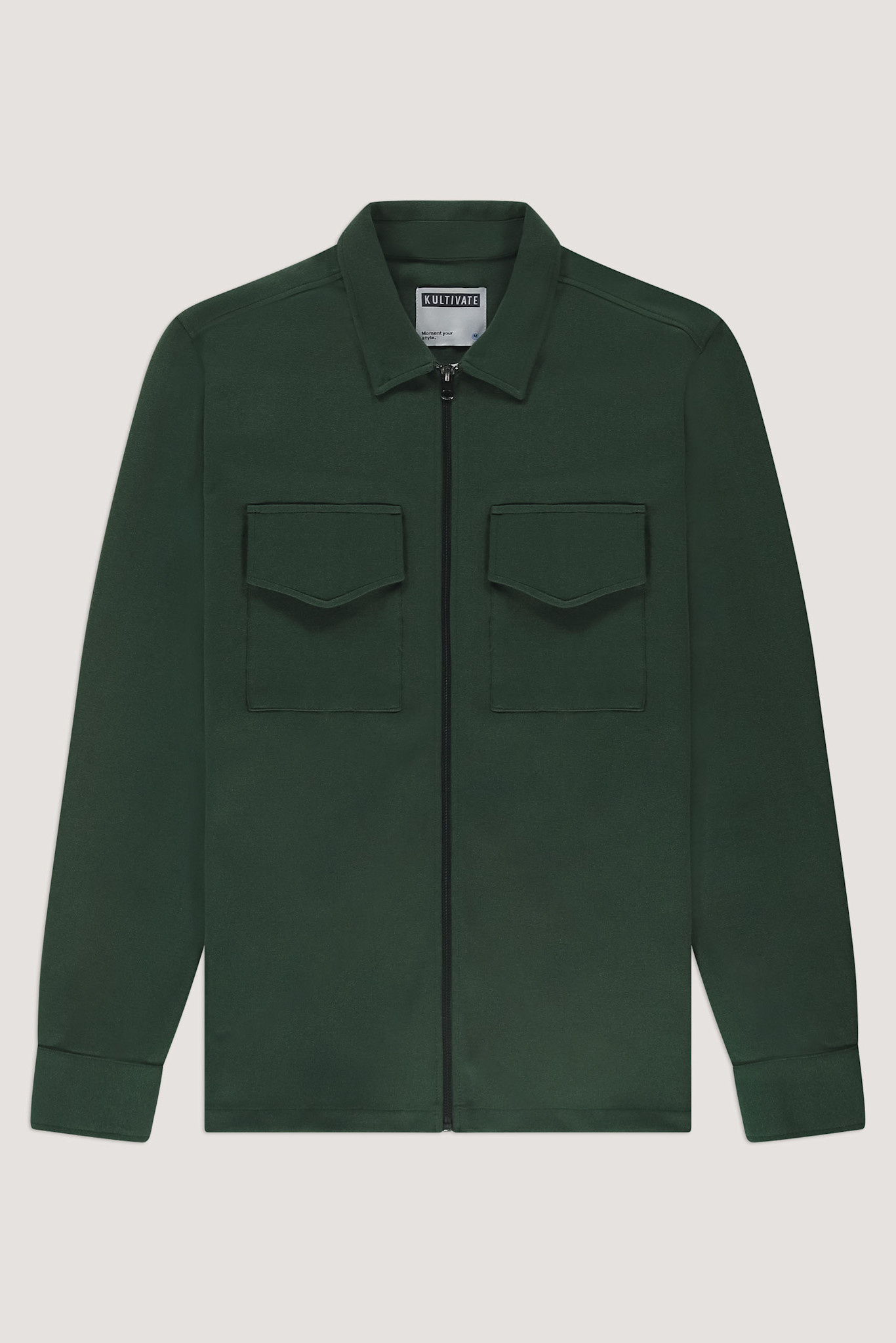 Kultivate Luxury Zip Overshirt Sycamore Green