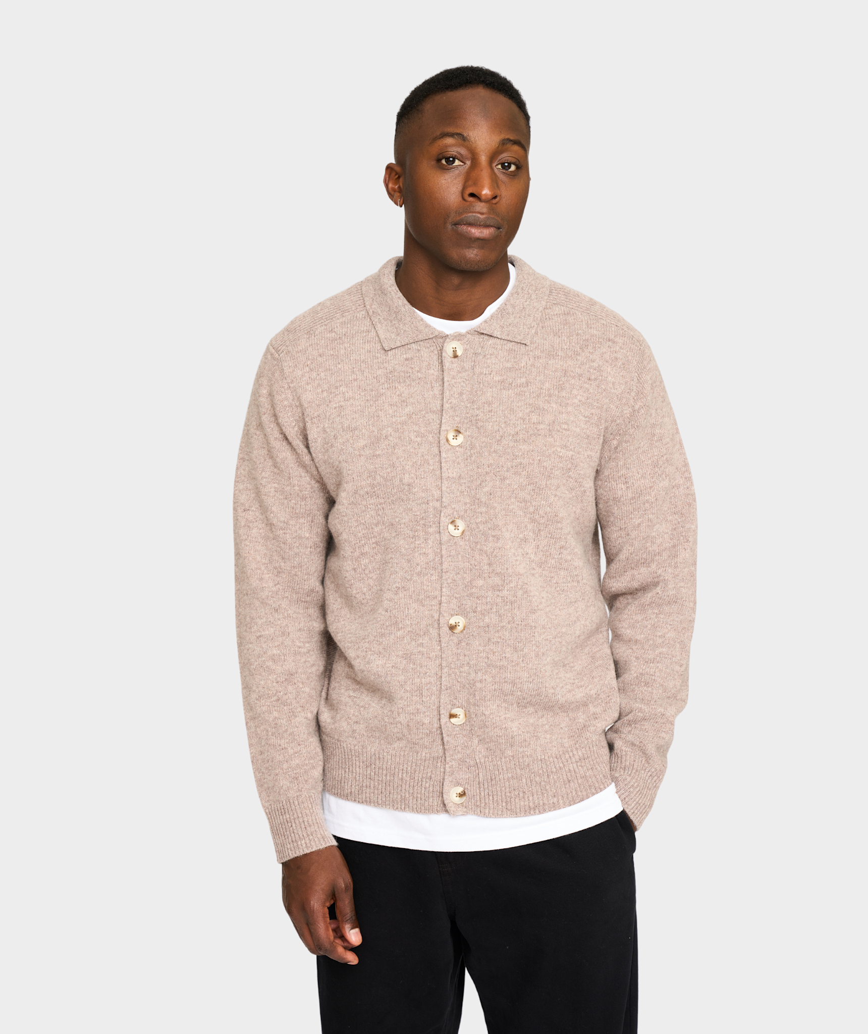 Resterods Dean Cardigan Knit Sand