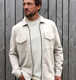 Kultivate Luxury Zip Overshirt Bone White