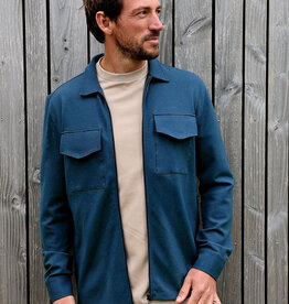 Kultivate Luxury Zip Overshirt Majolica Blue