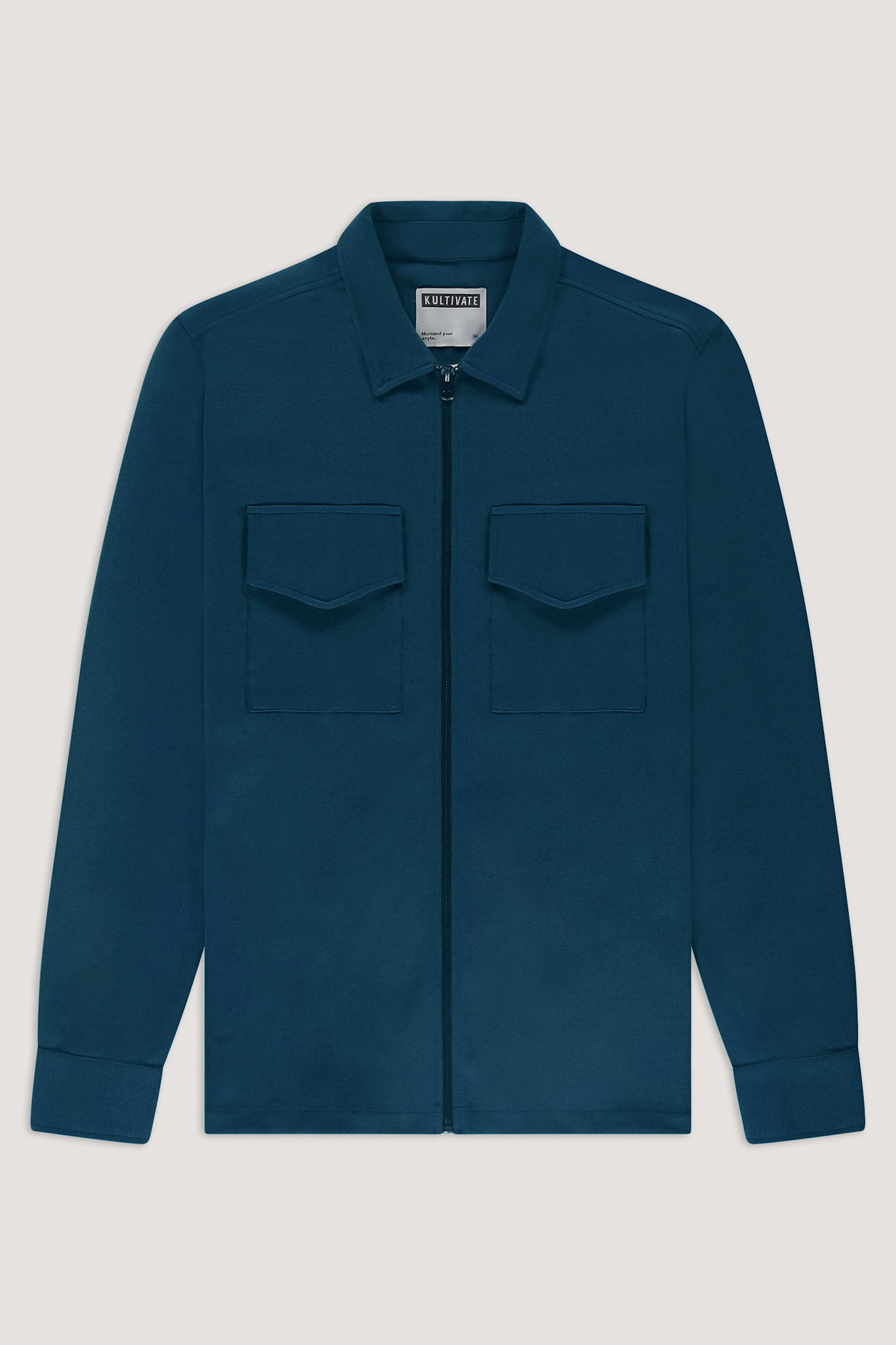 Kultivate Luxury Zip Overshirt Majolica Blue