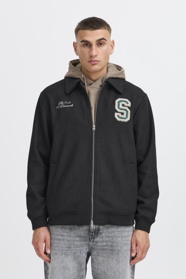 Solid 21108712 Reid College Jacket Black