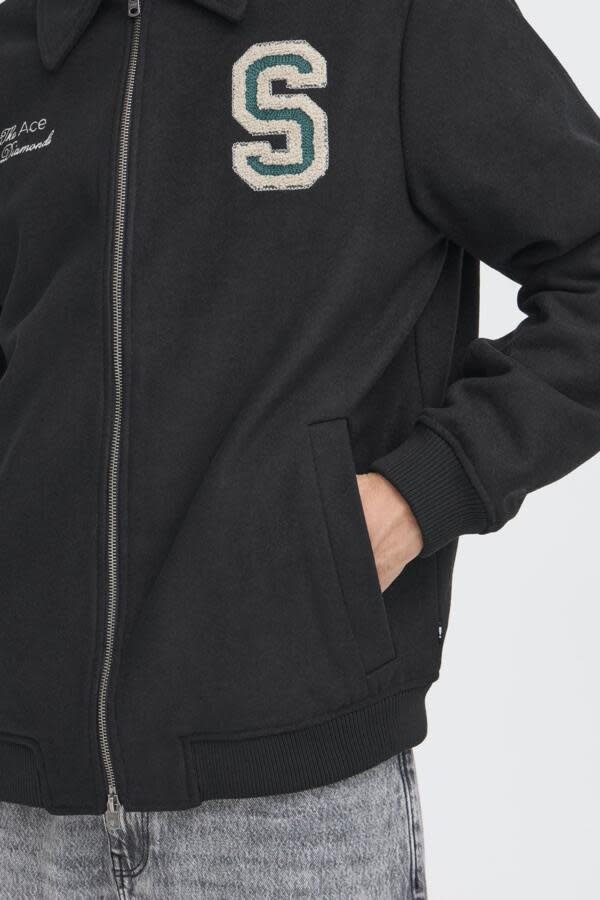 Solid 21108712 Reid College Jacket Black