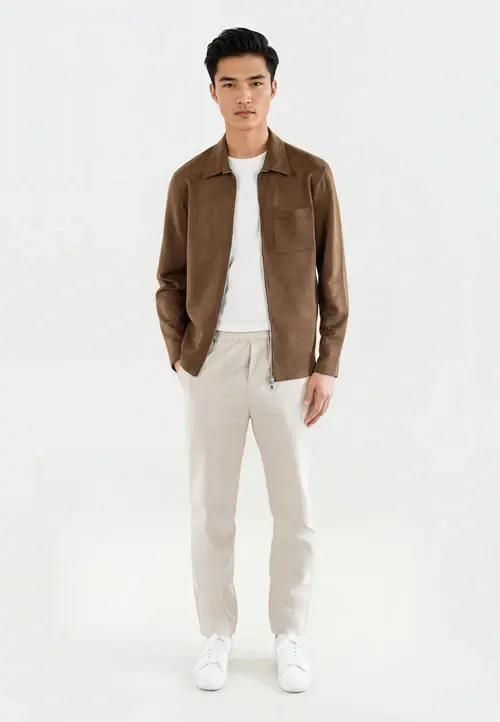 Ciszere Neo Vegan Suede Overshirt Mocha Brown