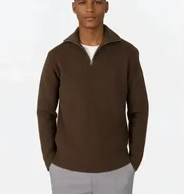 Ciszere Reuben Knitted Half Zip Knit Mocha Brown