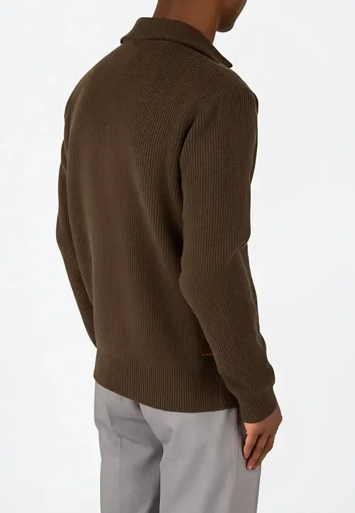 Ciszere Reuben Knitted Half Zip Knit Mocha Brown