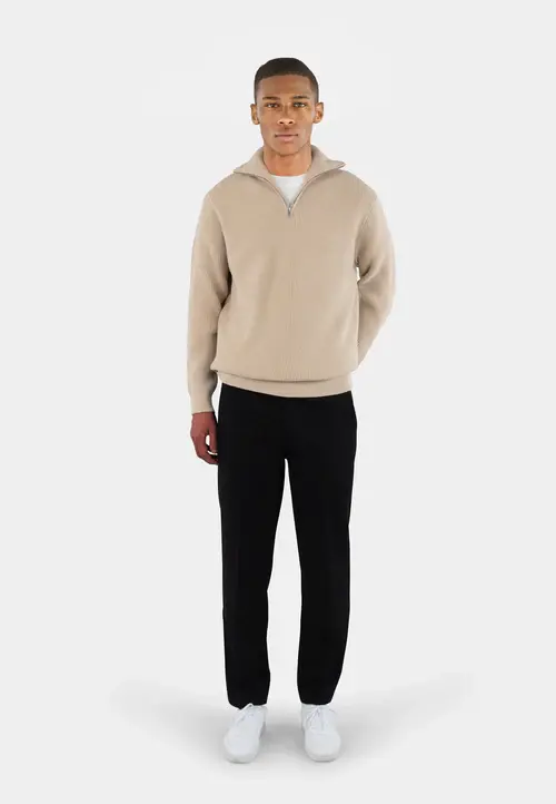 Ciszere Reuben Knitted Half Zip Knit Sand