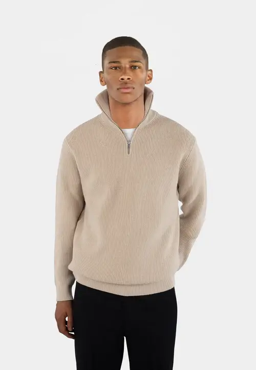 Ciszere Reuben Knitted Half Zip Knit Sand