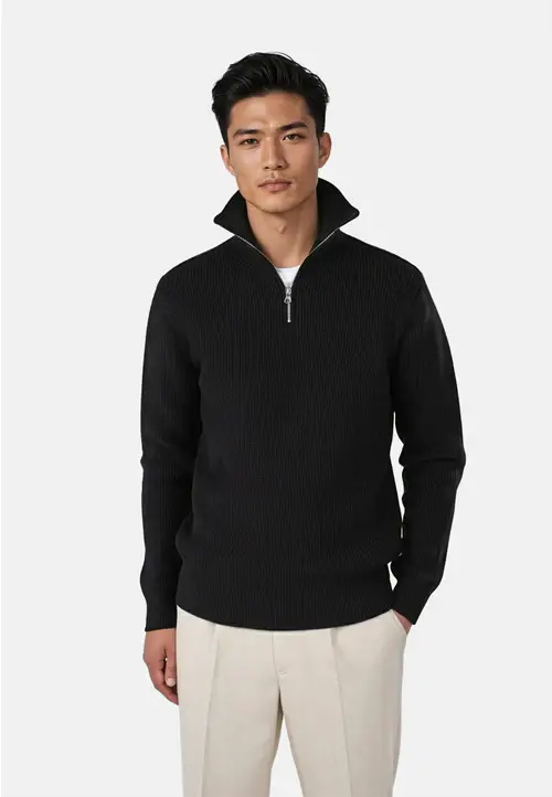 Ciszere Reuben Knitted Half Zip Knit Black