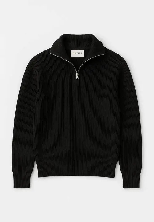 Ciszere Reuben Knitted Half Zip Knit Black